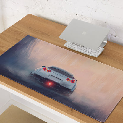 Nissan GT-R Inspired Pearl White Rear Diffuser Desk Mat – High-Precision XL Gaming Mousepad