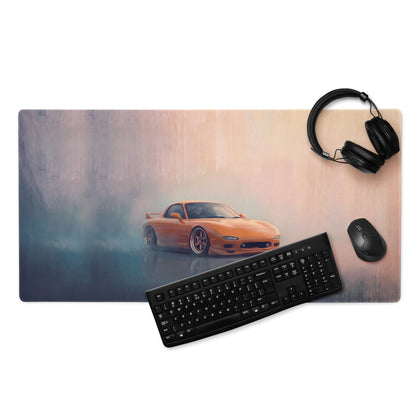 Mazda RX-7 Inspired Competition Orange FD Desk Pad – Ultra-Glide Stitched Edge Gaming Mouse Mat