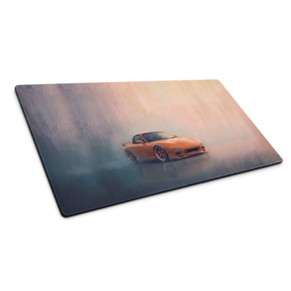Mazda RX-7 Inspired Competition Orange FD Desk Pad – Ultra-Glide Stitched Edge Gaming Mouse Mat