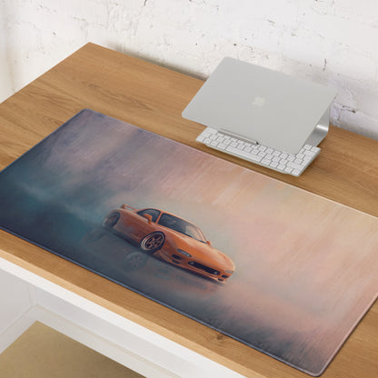 Mazda RX-7 Inspired Competition Orange FD Desk Pad – Ultra-Glide Stitched Edge Gaming Mouse Mat