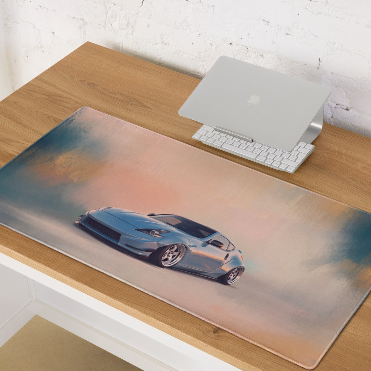 Nissan 370Z Inspired Light Blue Stance Desk Mat – Low-Friction Cloth Setup Mousepad