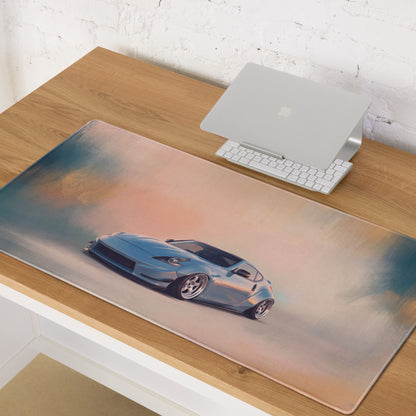 Nissan 370Z Inspired Light Blue Stance Desk Mat – Low-Friction Cloth Setup Mousepad