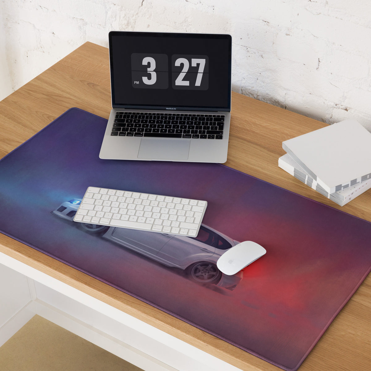 Subaru Impreza WRX STI Inspired Aspen White Hatch Desk Pad – Extended Non-Slip PC Mouse Mat