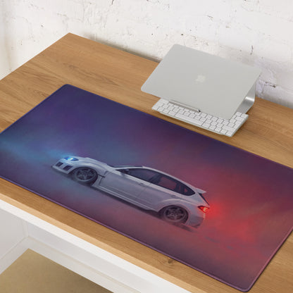 Subaru Impreza WRX STI Inspired Aspen White Hatch Desk Pad – Extended Non-Slip PC Mouse Mat