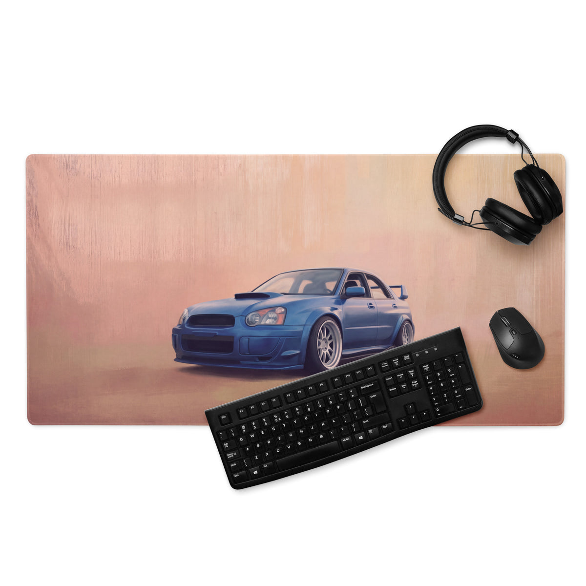 Subaru Impreza WRX STI Inspired World Rally Blue Blobeye Desk Pad – Ultra-Glide Stitched Edge Gaming Mouse Mat