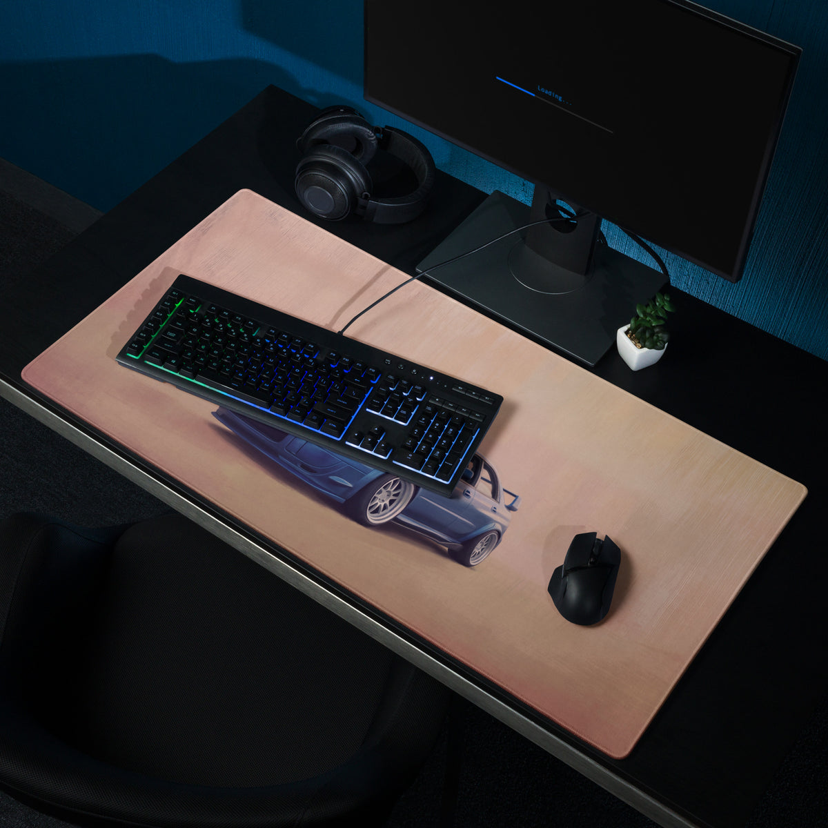 Subaru Impreza WRX STI Inspired World Rally Blue Blobeye Desk Pad – Ultra-Glide Stitched Edge Gaming Mouse Mat