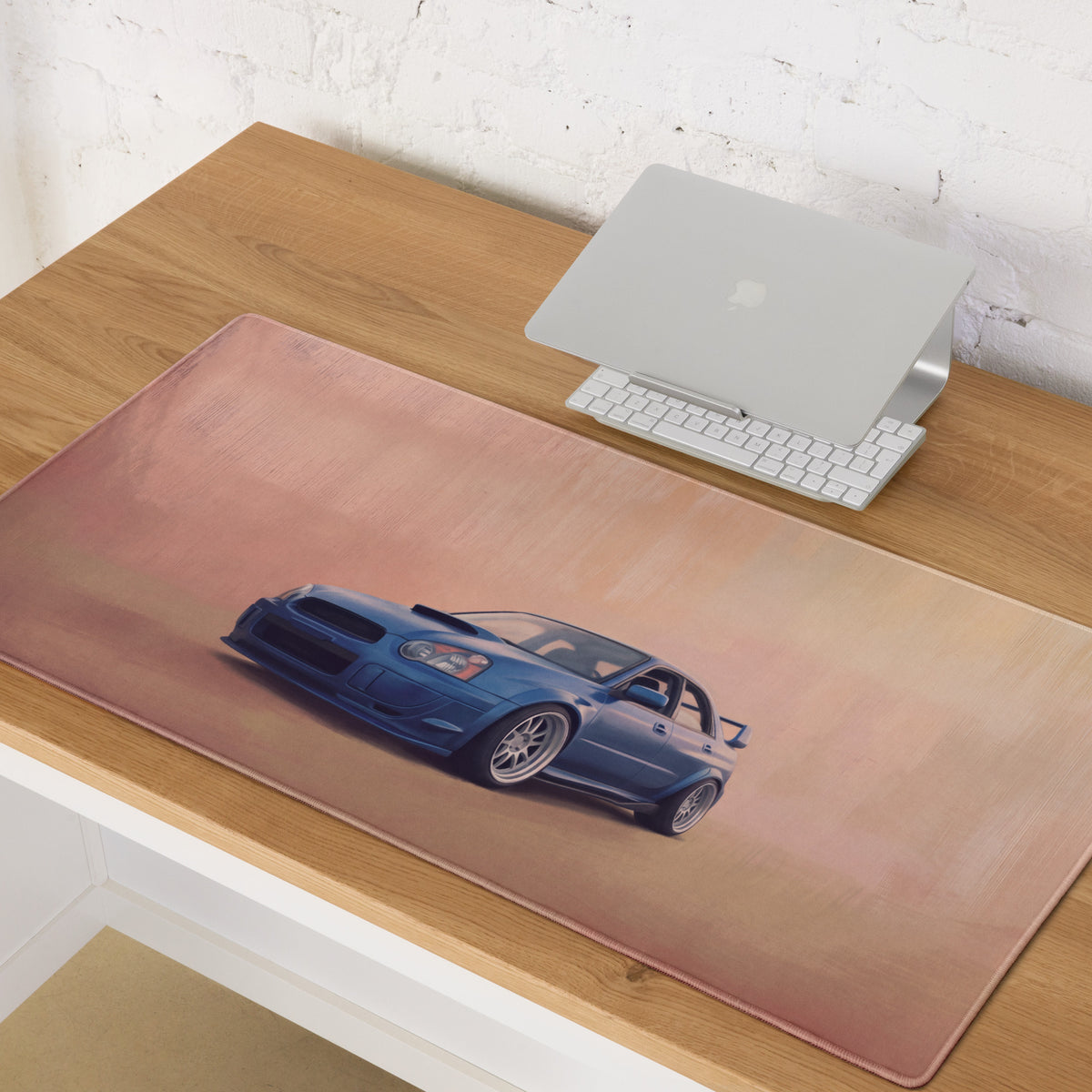 Subaru Impreza WRX STI Inspired World Rally Blue Blobeye Desk Pad – Ultra-Glide Stitched Edge Gaming Mouse Mat