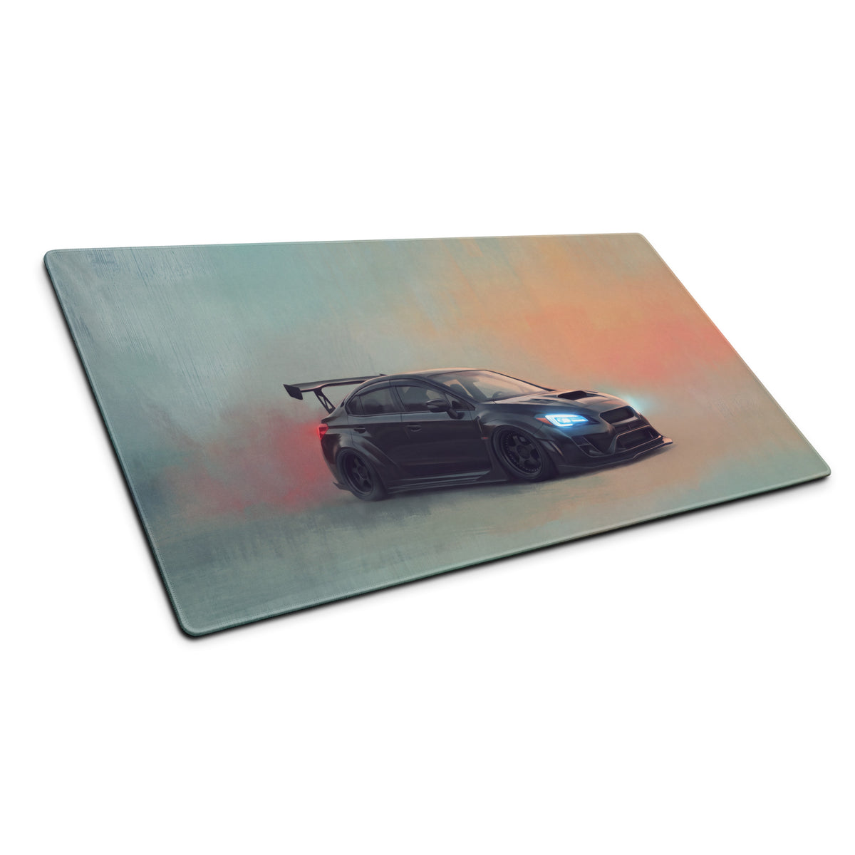 Subaru WRX STI Inspired Crystal Black Widebody Desk Mat – Low-Friction Cloth Setup Mousepad