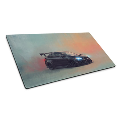 Subaru WRX STI Inspired Crystal Black Widebody Desk Mat – Low-Friction Cloth Setup Mousepad