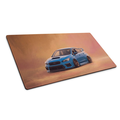 Subaru WRX STI Inspired Hyper Blue Stance Desk Pad – Extended Non-Slip PC Mouse Mat
