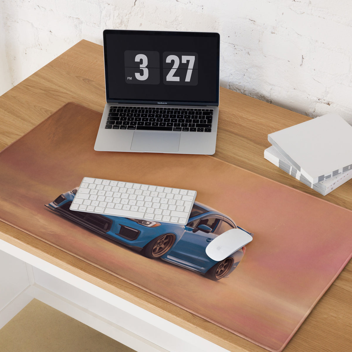 Subaru WRX STI Inspired Hyper Blue Stance Desk Pad – Extended Non-Slip PC Mouse Mat