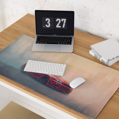 Nissan Skyline Inspired Active Red R34 GT-R Desk Pad – Ultra-Glide Stitched Edge Gaming Mouse Mat