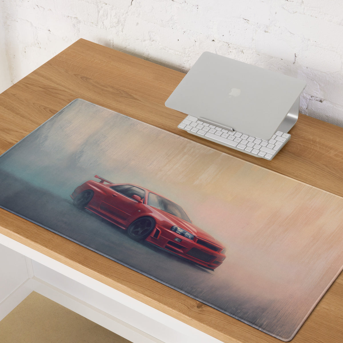 Nissan Skyline Inspired Active Red R34 GT-R Desk Pad – Ultra-Glide Stitched Edge Gaming Mouse Mat