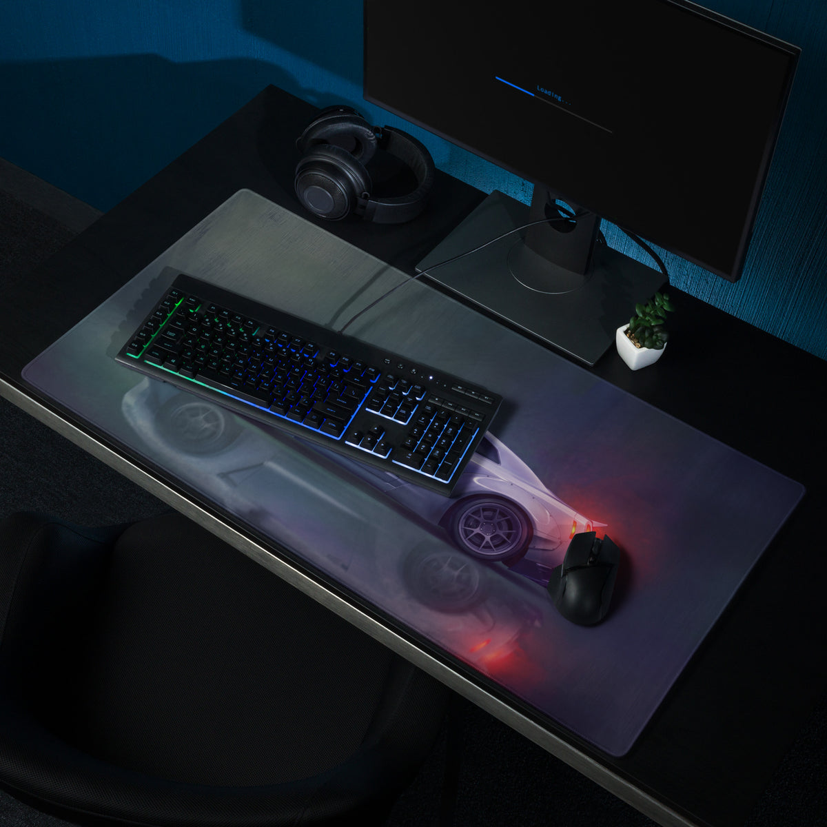 Nissan GT-R Inspired Ultimate Silver Widebody Desk Pad – Ultra-Glide Stitched Edge Gaming Mouse Mat
