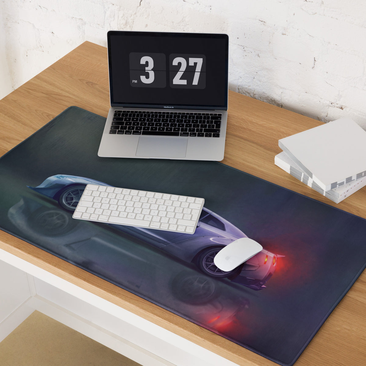 Nissan GT-R Inspired Ultimate Silver Widebody Desk Pad – Ultra-Glide Stitched Edge Gaming Mouse Mat