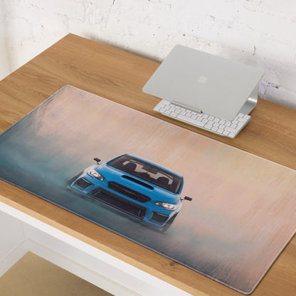 Subaru WRX STI Inspired Hyper Blue Stance Front Desk Pad – Extended Non-Slip PC Mouse Mat