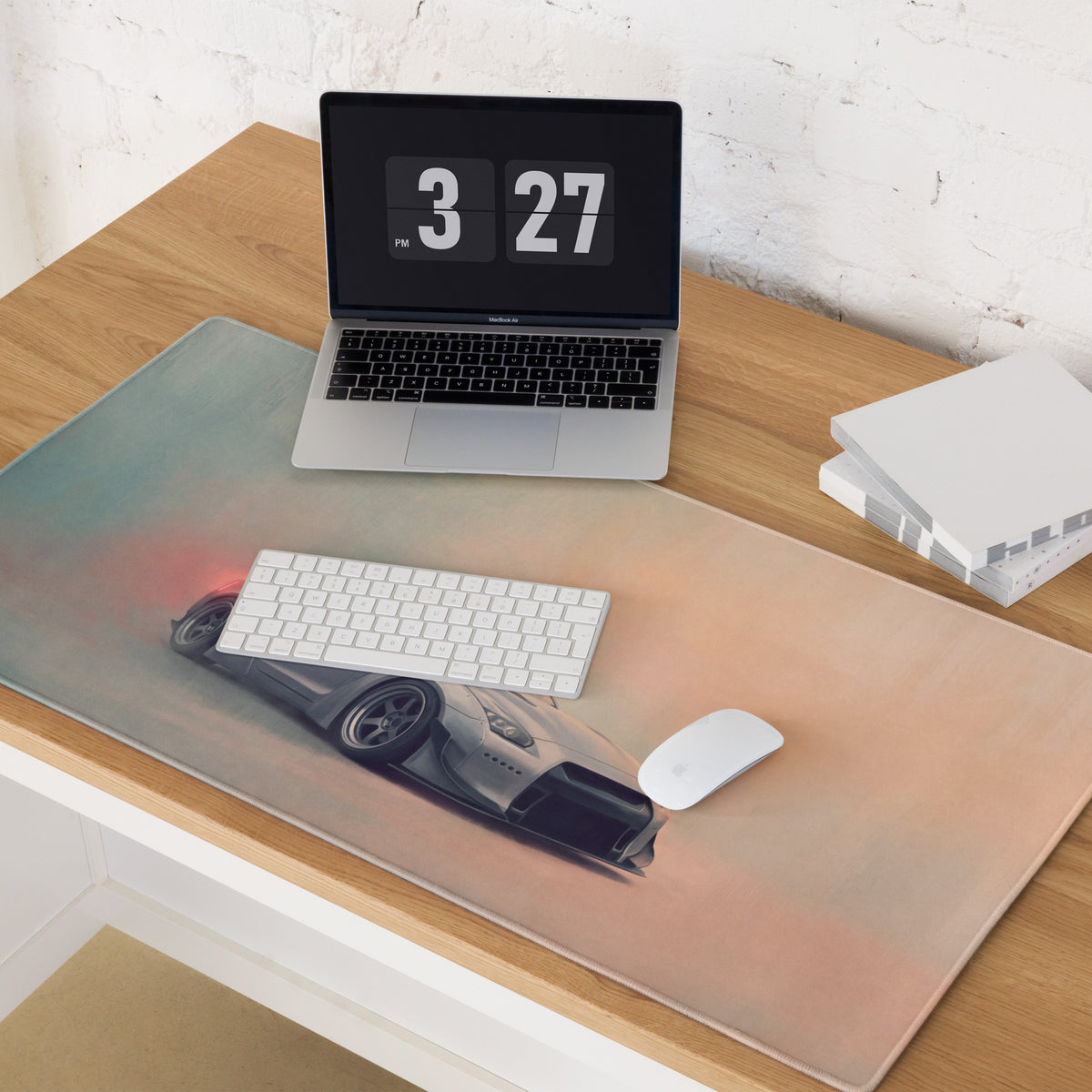 Nissan GT-R Inspired Ultimate Silver Widebody Desk Pad – Extended Non-Slip PC Mouse Mat