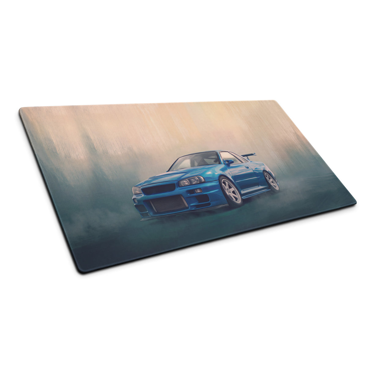 Nissan Skyline Inspired Bayside Blue White Rim R34 GT-R Desk Mat – High-Precision XL Gaming Mousepad