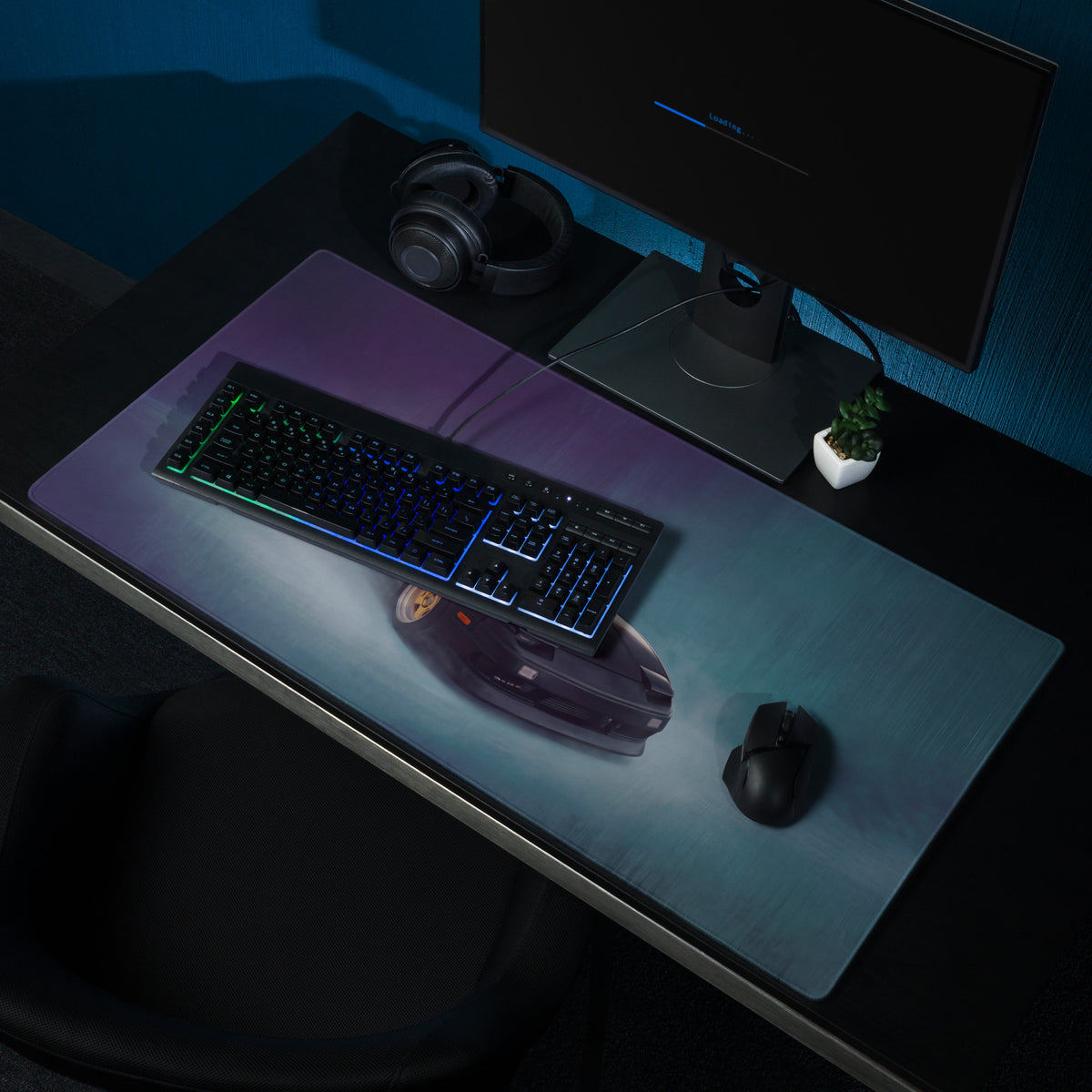 Nissan 180SX Inspired Midnight Stealth Pop-Up Desk Pad – Ultra-Glide Stitched Edge Gaming Mouse Mat