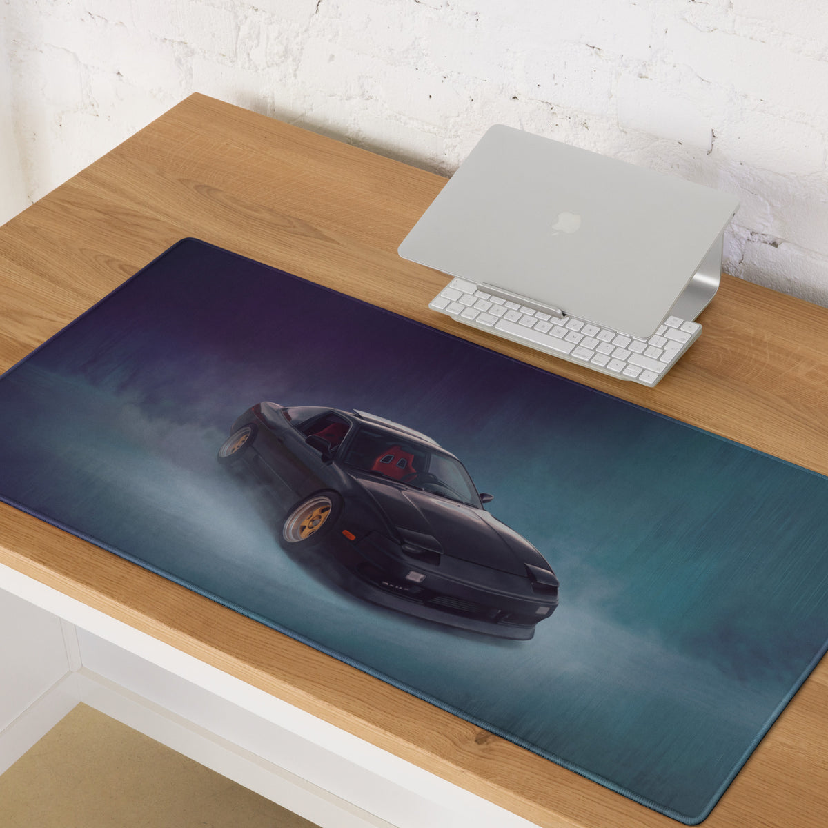 Nissan 180SX Inspired Midnight Stealth Pop-Up Desk Pad – Ultra-Glide Stitched Edge Gaming Mouse Mat