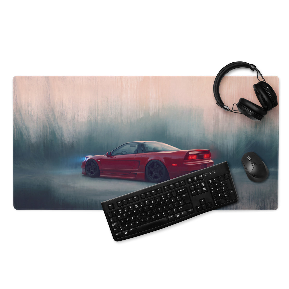 Honda NSX Inspired Formula Red Rear Profile Desk Mat – Low-Friction Cloth Setup Mousepad
