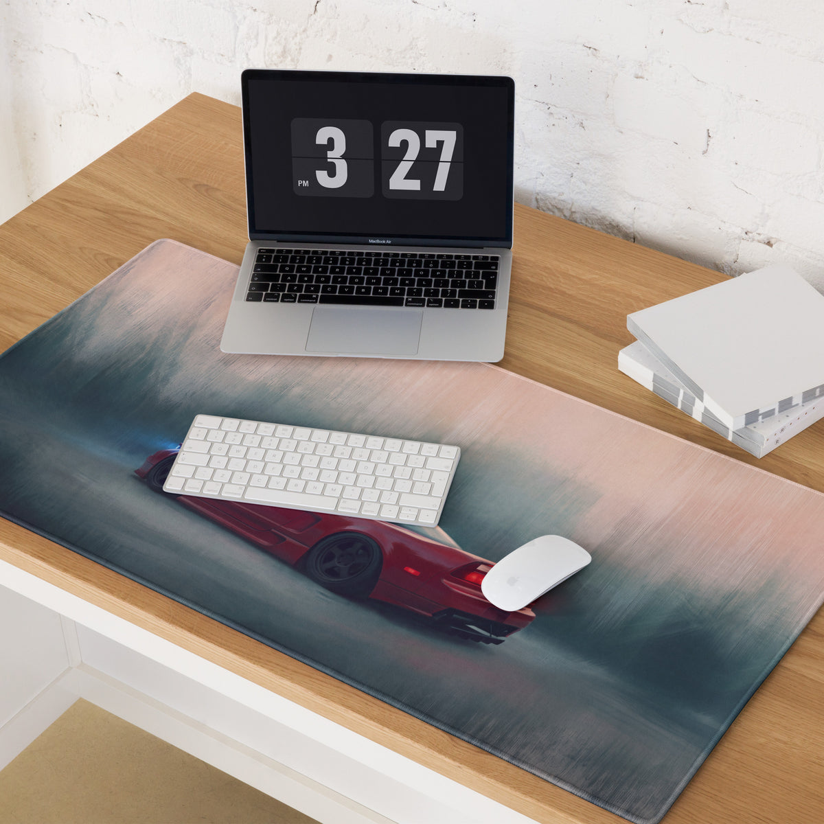 Honda NSX Inspired Formula Red Rear Profile Desk Mat – Low-Friction Cloth Setup Mousepad