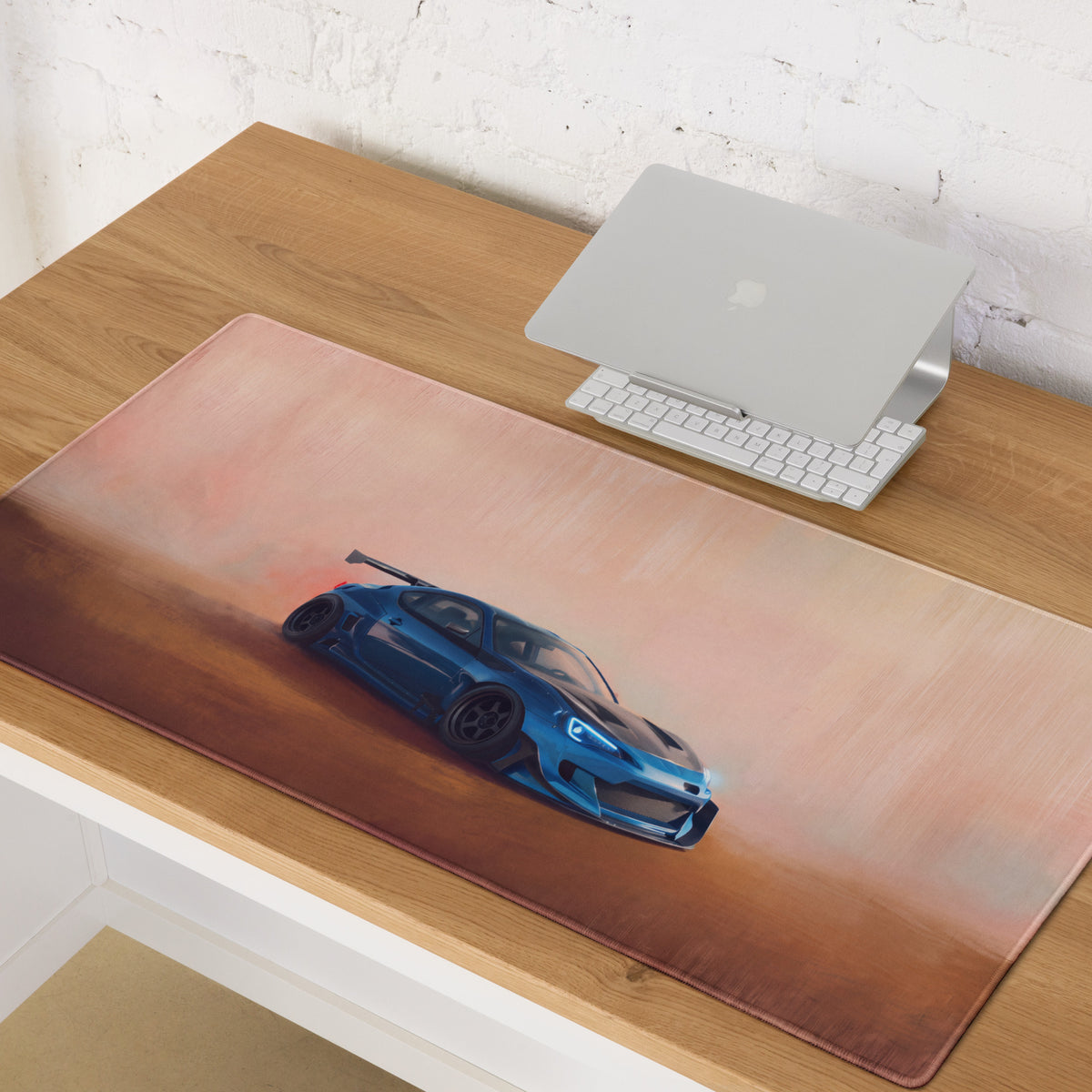 Subaru BRZ Inspired World Rally Blue GT Wing Desk Pad – Ultra-Glide Stitched Edge Gaming Mouse Mat