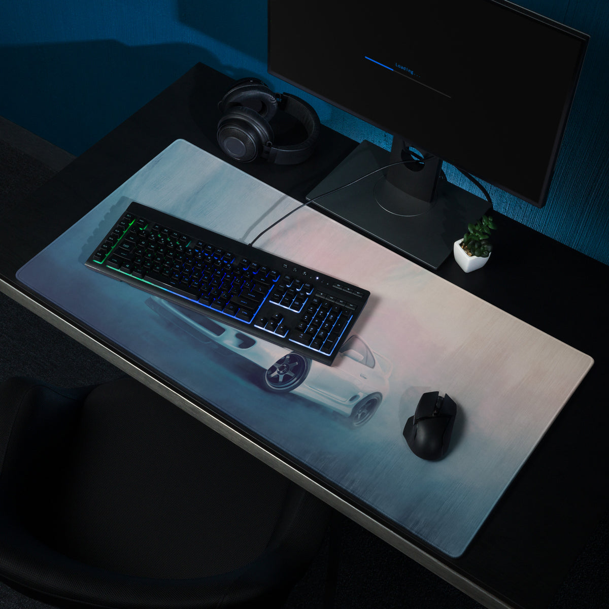 Toyota Supra Inspired Super White MK4 Low-Stance Desk Mat – Low-Friction Cloth Setup Mousepad