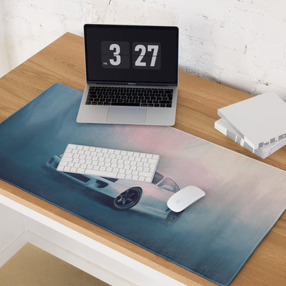Toyota Supra Inspired Super White MK4 Low-Stance Desk Mat – Low-Friction Cloth Setup Mousepad