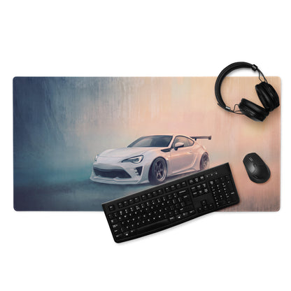 Toyota 86 Inspired Halo White Widebody GT Wing Desk Pad – Extended Non-Slip PC Mouse Mat