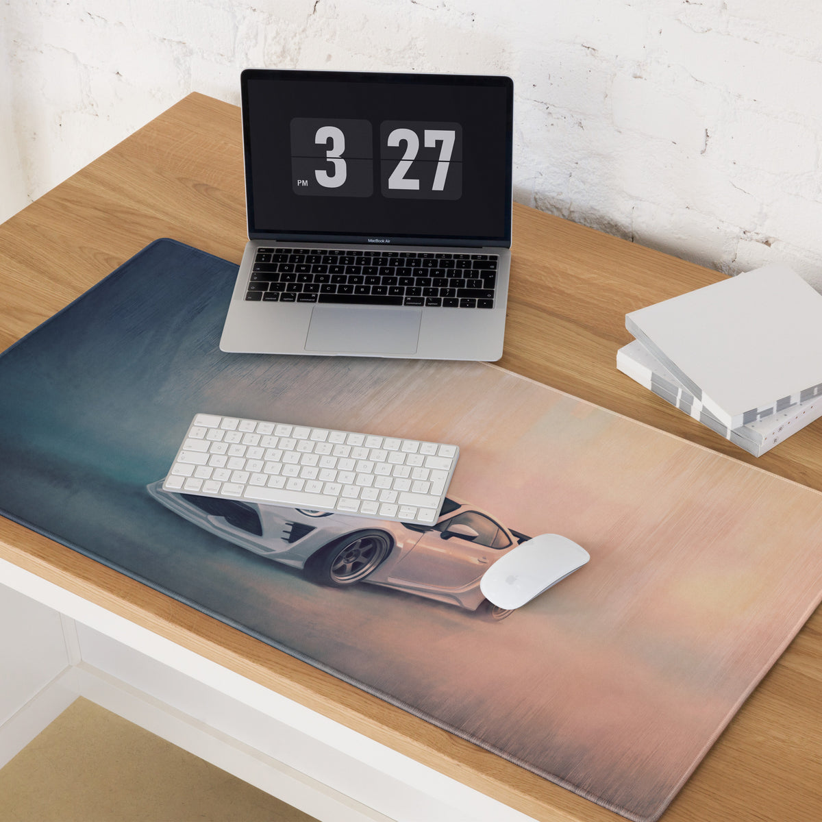 Toyota 86 Inspired Halo White Widebody GT Wing Desk Pad – Extended Non-Slip PC Mouse Mat
