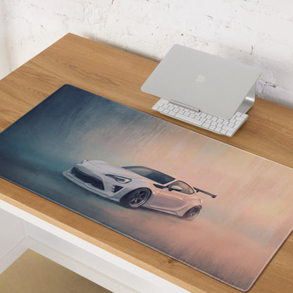 Toyota 86 Inspired Halo White Widebody GT Wing Desk Pad – Extended Non-Slip PC Mouse Mat