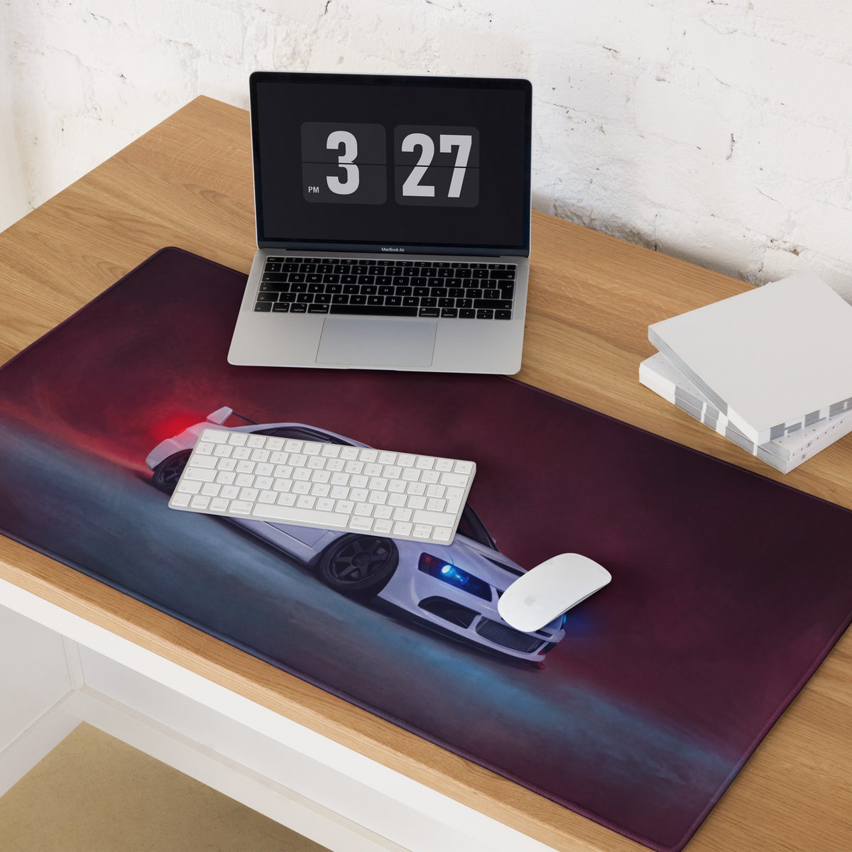 Mitsubishi Lancer Evolution Inspired Pure White Evo IX Side Profile Desk Mat – High-Precision XL Gaming Mousepad