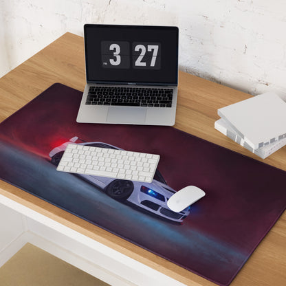 Mitsubishi Lancer Evolution Inspired Pure White Evo IX Side Profile Desk Mat – High-Precision XL Gaming Mousepad