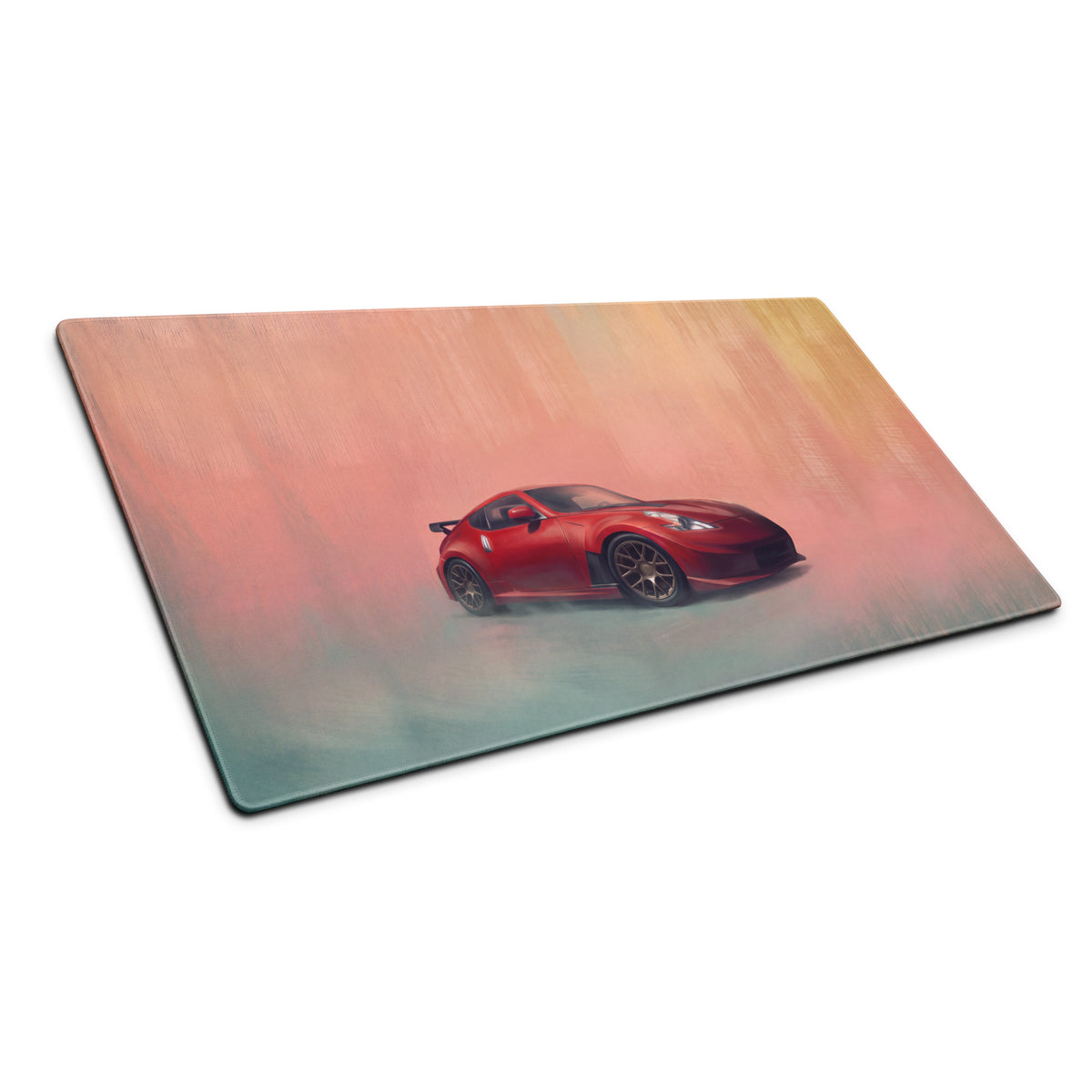 Nissan 370Z Inspired Solid Red Bronze Rim Desk Pad – Ultra-Glide Stitched Edge Gaming Mouse Mat