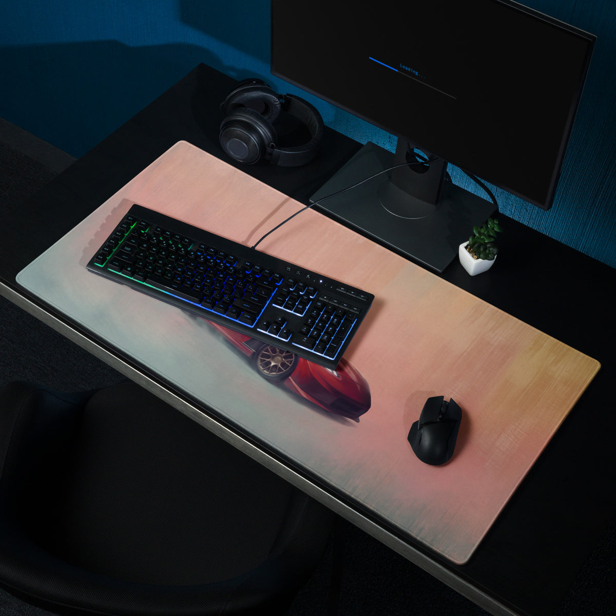 Nissan 370Z Inspired Solid Red Bronze Rim Desk Pad – Ultra-Glide Stitched Edge Gaming Mouse Mat