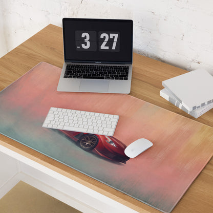 Nissan 370Z Inspired Solid Red Bronze Rim Desk Pad – Ultra-Glide Stitched Edge Gaming Mouse Mat