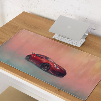 Nissan 370Z Inspired Solid Red Bronze Rim Desk Pad – Ultra-Glide Stitched Edge Gaming Mouse Mat