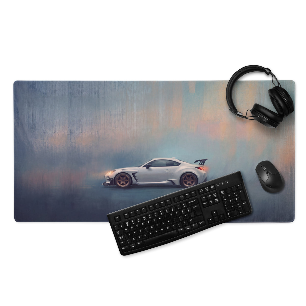 Toyota GR86 Inspired Halo White Bronze Rim Profile Desk Mat – Low-Friction Cloth Setup Mousepad
