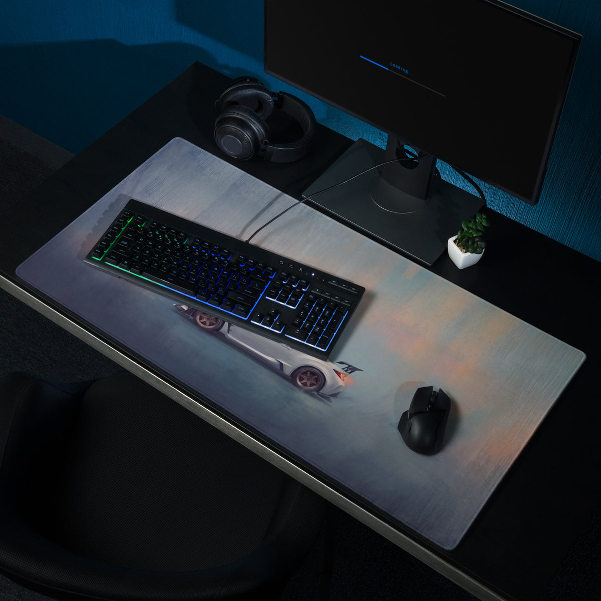 Toyota GR86 Inspired Halo White Bronze Rim Profile Desk Mat – Low-Friction Cloth Setup Mousepad