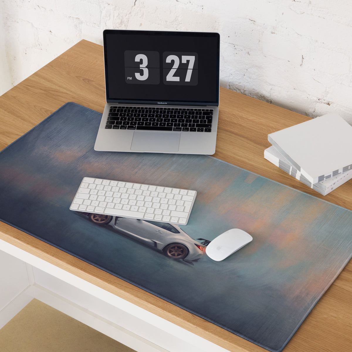 Toyota GR86 Inspired Halo White Bronze Rim Profile Desk Mat – Low-Friction Cloth Setup Mousepad
