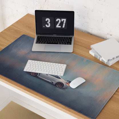 Toyota GR86 Inspired Halo White Bronze Rim Profile Desk Mat – Low-Friction Cloth Setup Mousepad