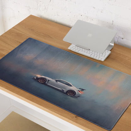 Toyota GR86 Inspired Halo White Bronze Rim Profile Desk Mat – Low-Friction Cloth Setup Mousepad