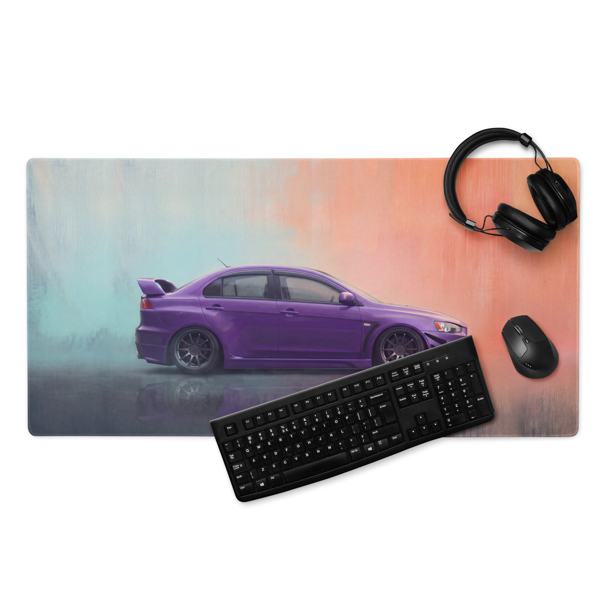 Mitsubishi Lancer Evolution Inspired Midnight Purple Evo X Desk Pad – Extended Non-Slip PC Mouse Mat