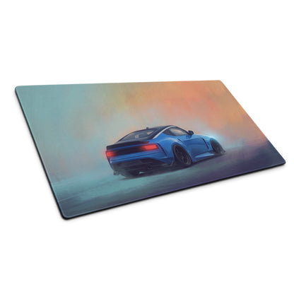 Nissan Z Inspired Seiran Blue Rear Profile Desk Pad – Ultra-Glide Stitched Edge Gaming Mouse Mat