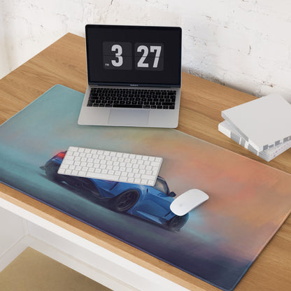 Nissan Z Inspired Seiran Blue Rear Profile Desk Pad – Ultra-Glide Stitched Edge Gaming Mouse Mat