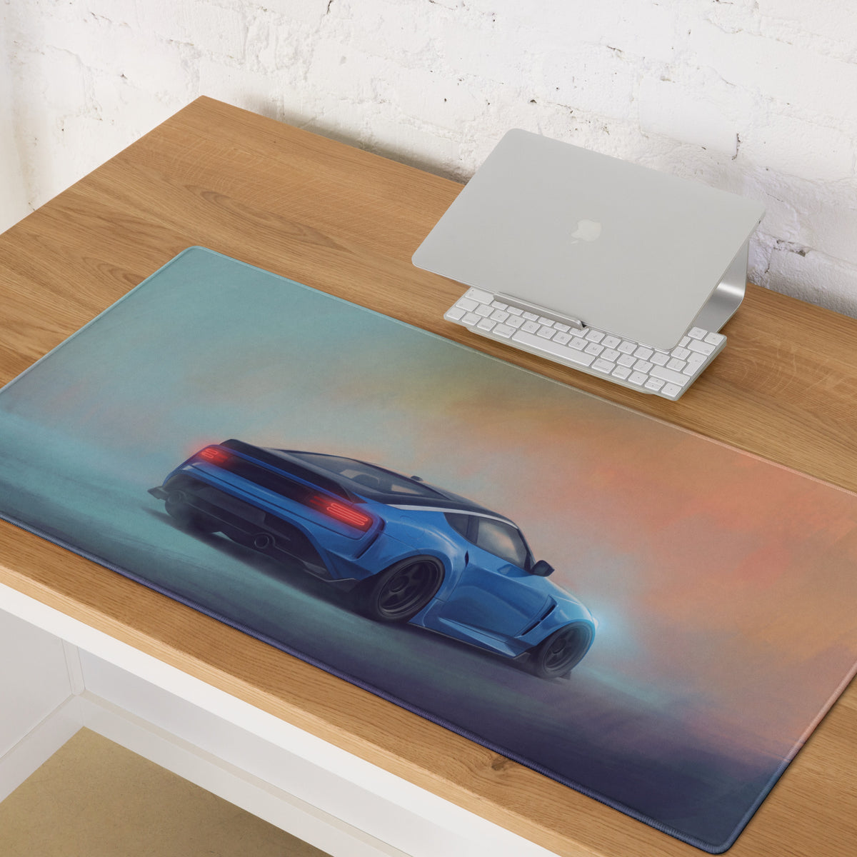 Nissan Z Inspired Seiran Blue Rear Profile Desk Pad – Ultra-Glide Stitched Edge Gaming Mouse Mat