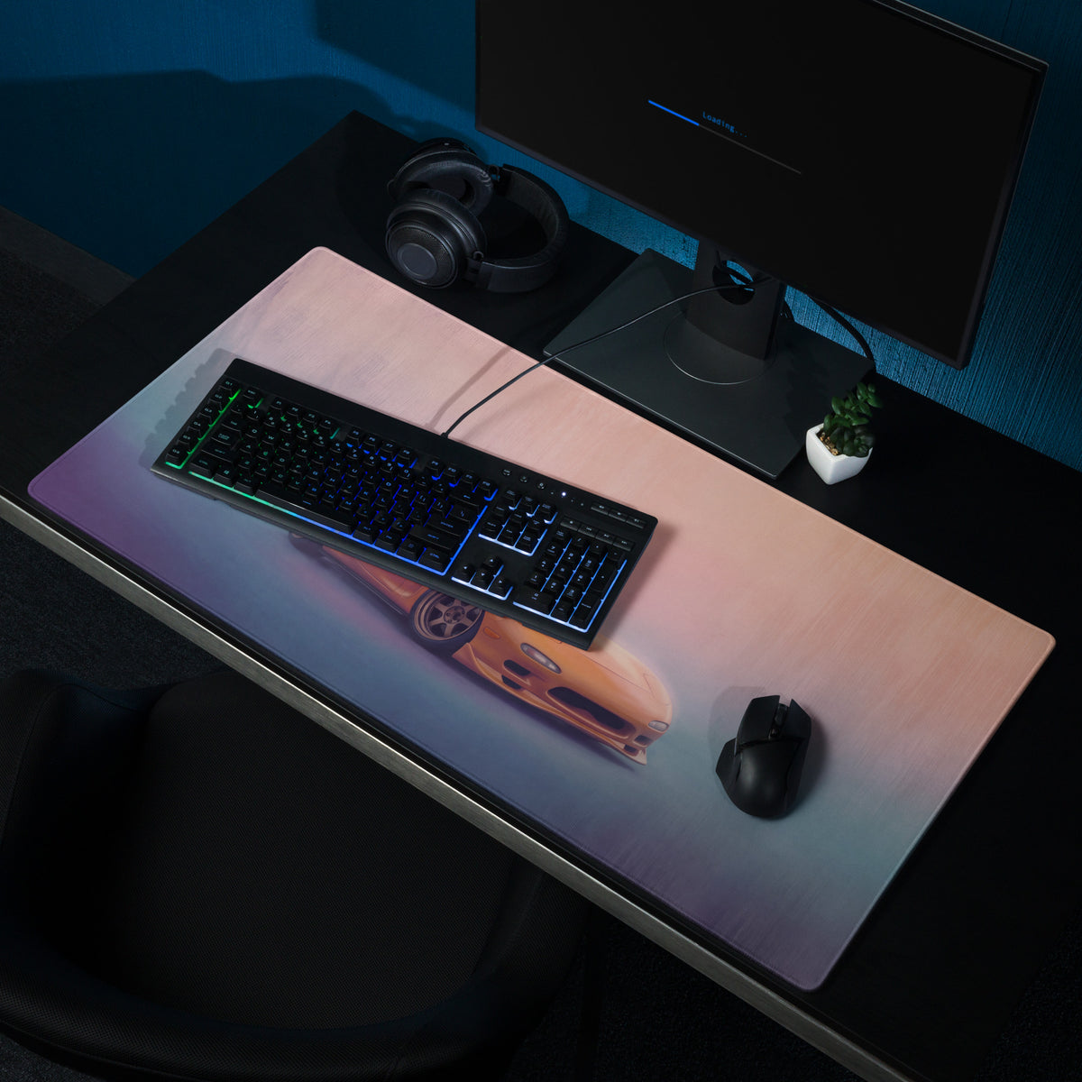 Mazda RX-7 Inspired Competition Orange FD Desk Pad – Extended Non-Slip PC Mouse Mat