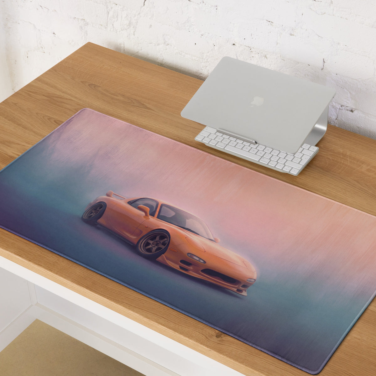 Mazda RX-7 Inspired Competition Orange FD Desk Pad – Extended Non-Slip PC Mouse Mat