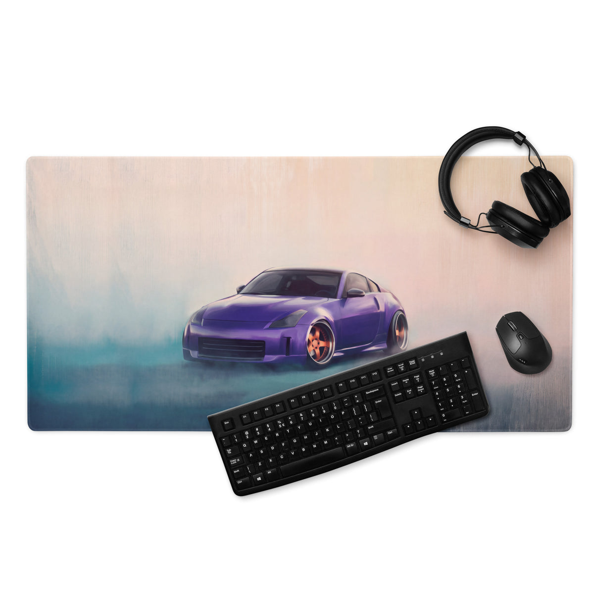 Nissan 350Z Inspired Deep Purple Stance Desk Mat – High-Precision XL Gaming Mousepad